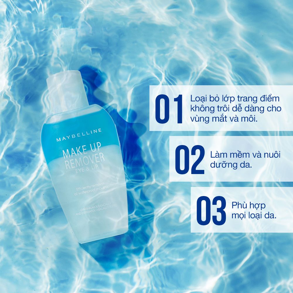 Nước Tẩy Trang Mắt và Môi Chuyên Dụng 2 lớp Maybelline New York Eye & Lip Makeup Remover