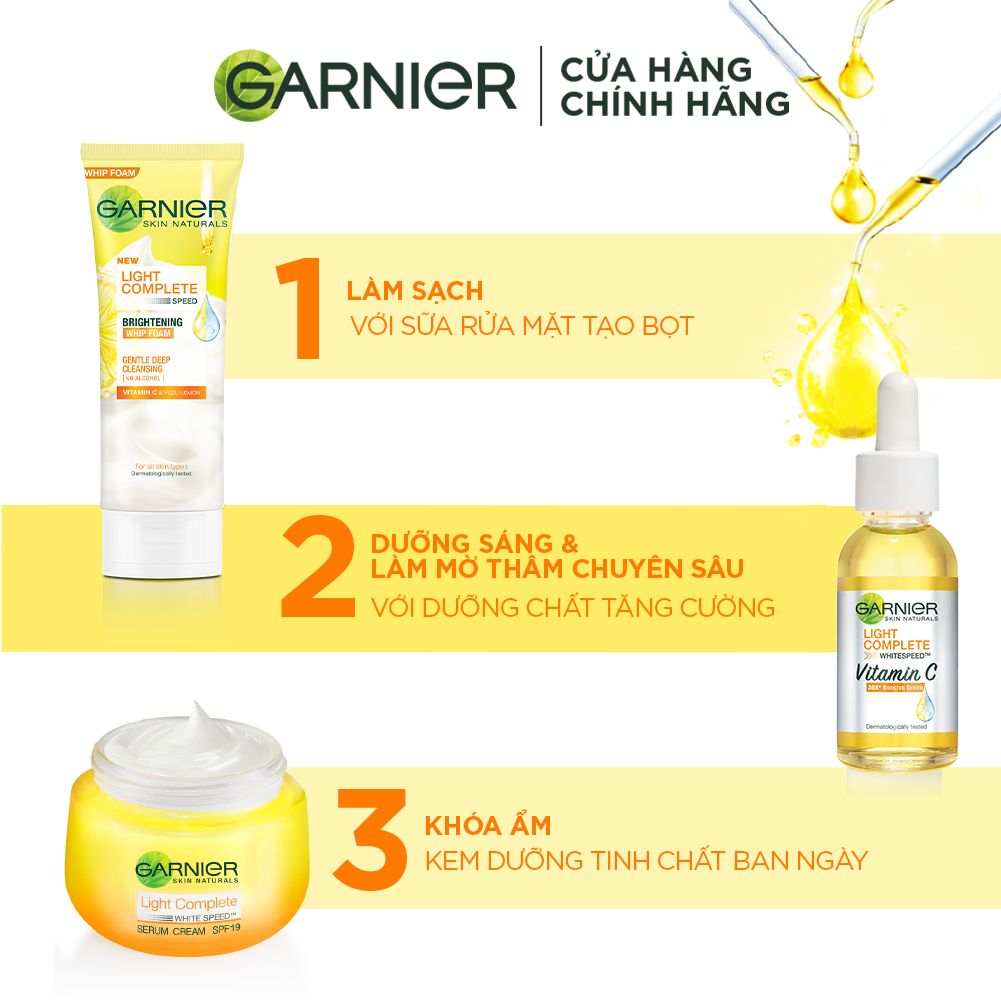 Kem dưỡng serum sáng da ban ngày Garnier Light Complete Vitamin C Serum Cream SPF30 50ml