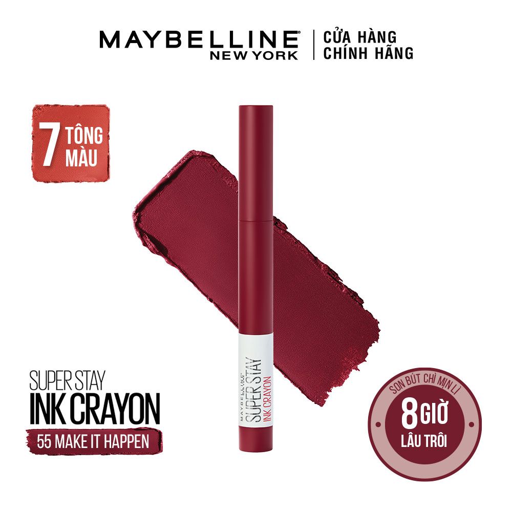 Son Bút Chì Mịn Lì 8h Lâu Trôi Maybelline New York Super Stay Ink Crayon Lipstick 1.2g
