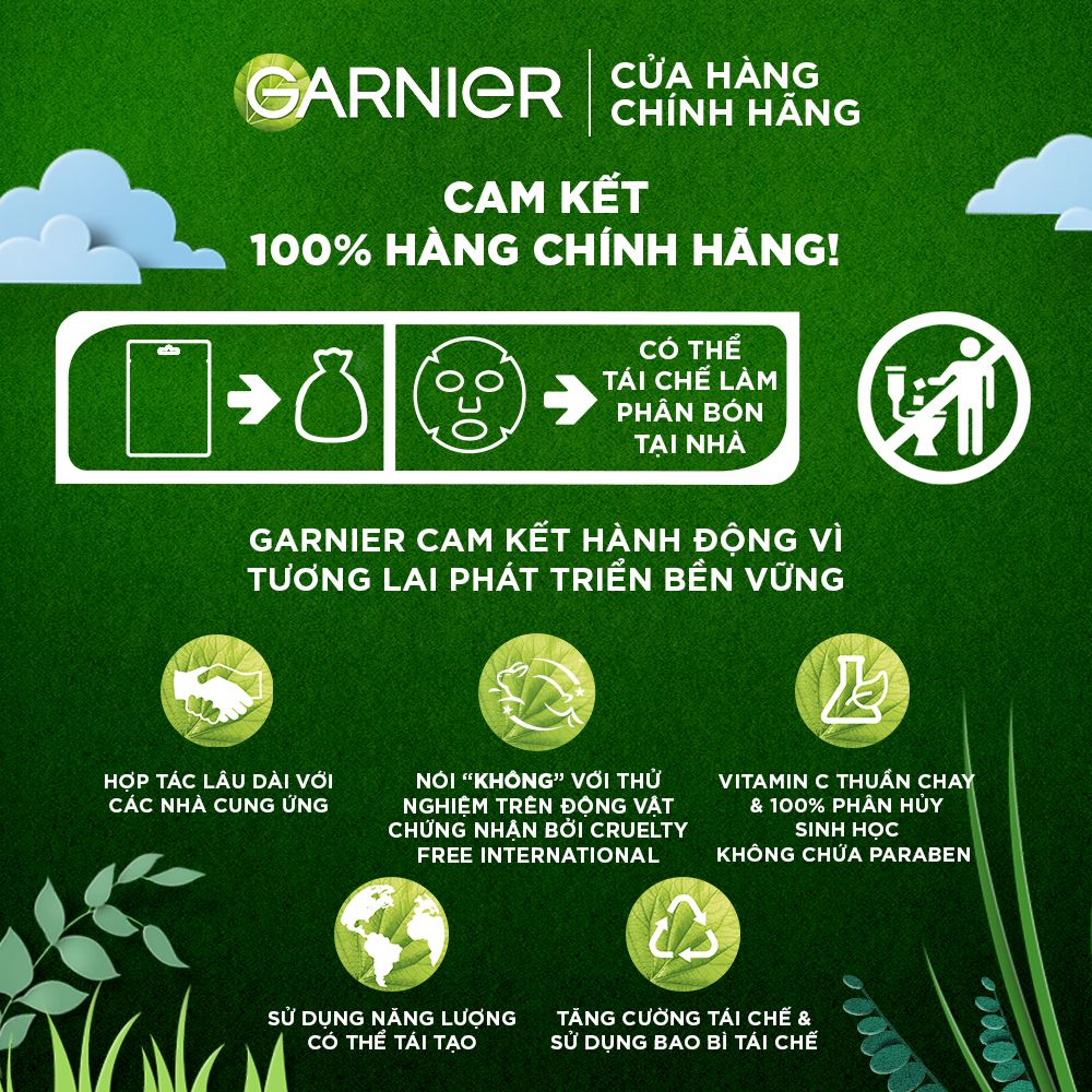 Mặt nạ tinh chất Vitamin C & Salycilic Acid giảm mụn Garnier Bright Complete Anti Acne Serum Mask 23g