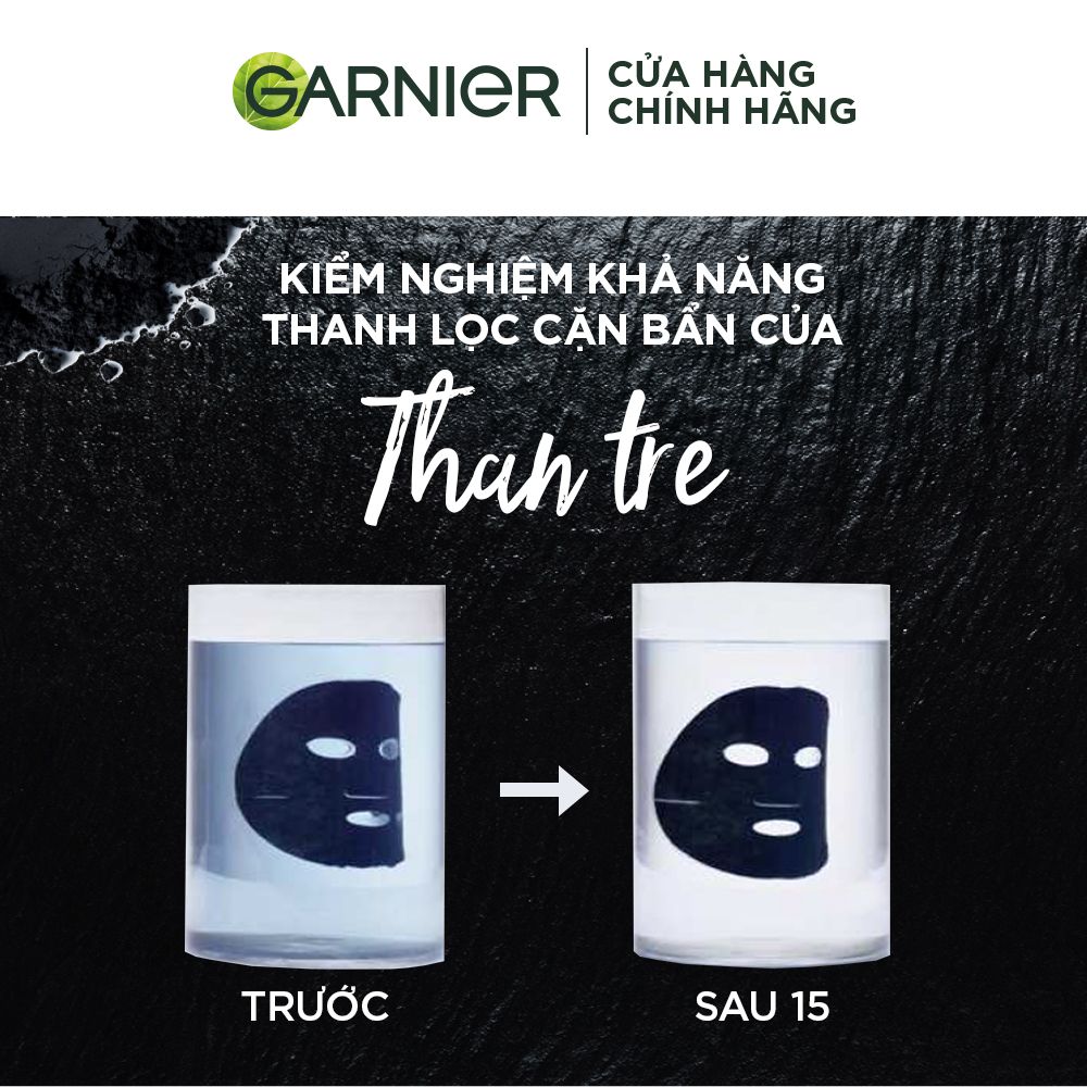 Mặt nạ tinh chất gạo đen & than tre sáng mịn da Garnier Charcoal & Black Rice Serum Mask 28g