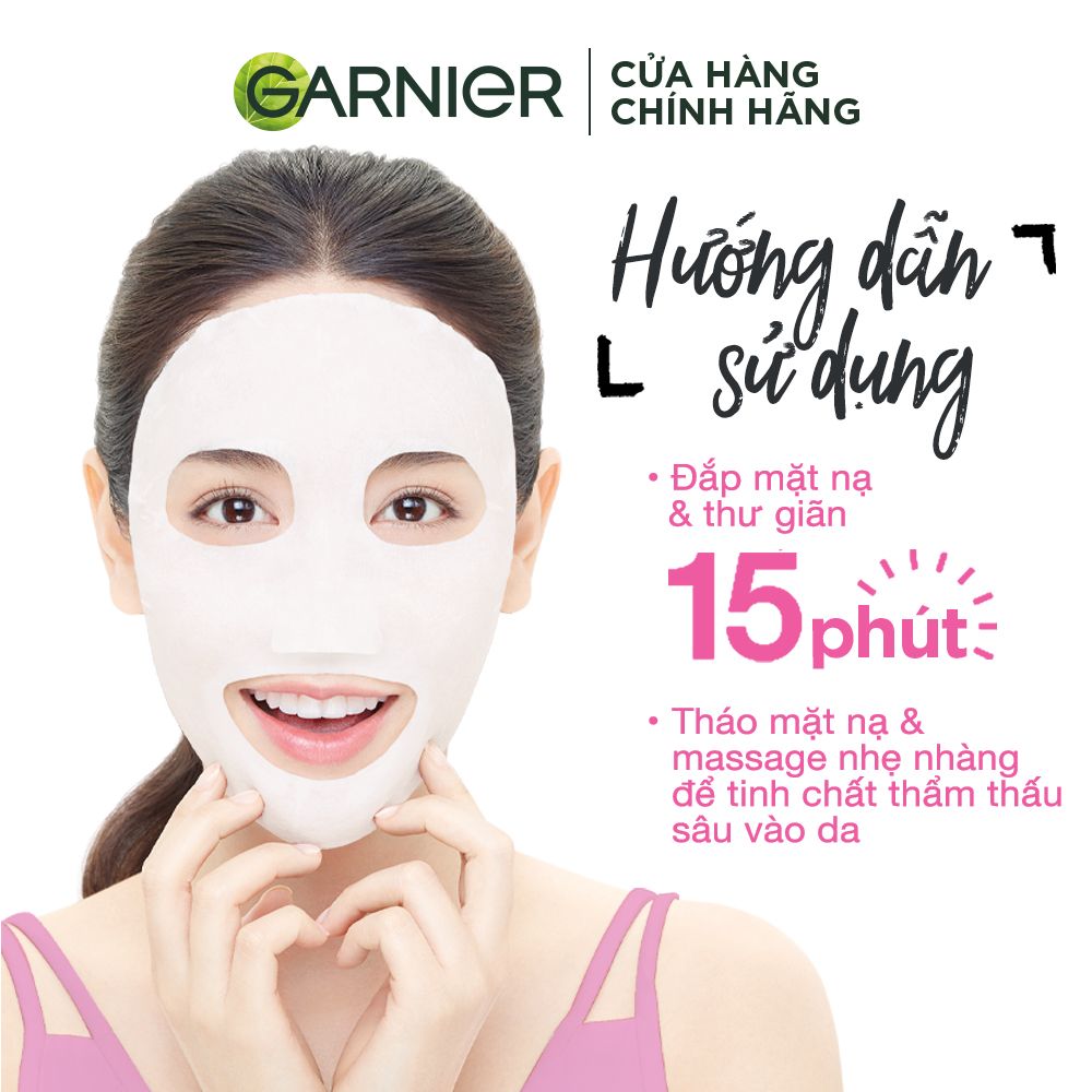 Mặt nạ tinh chất Sakura & Hyarulon căng mướt da Garnier Hydra Bomb Sarura White Serum Mask 28g