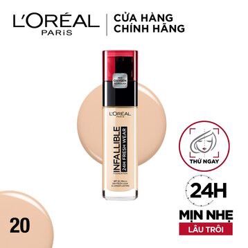 Kem nền mịn nhẹ lâu trôi L'Oréal Paris Infallible Fresh Wear 24h 30ml