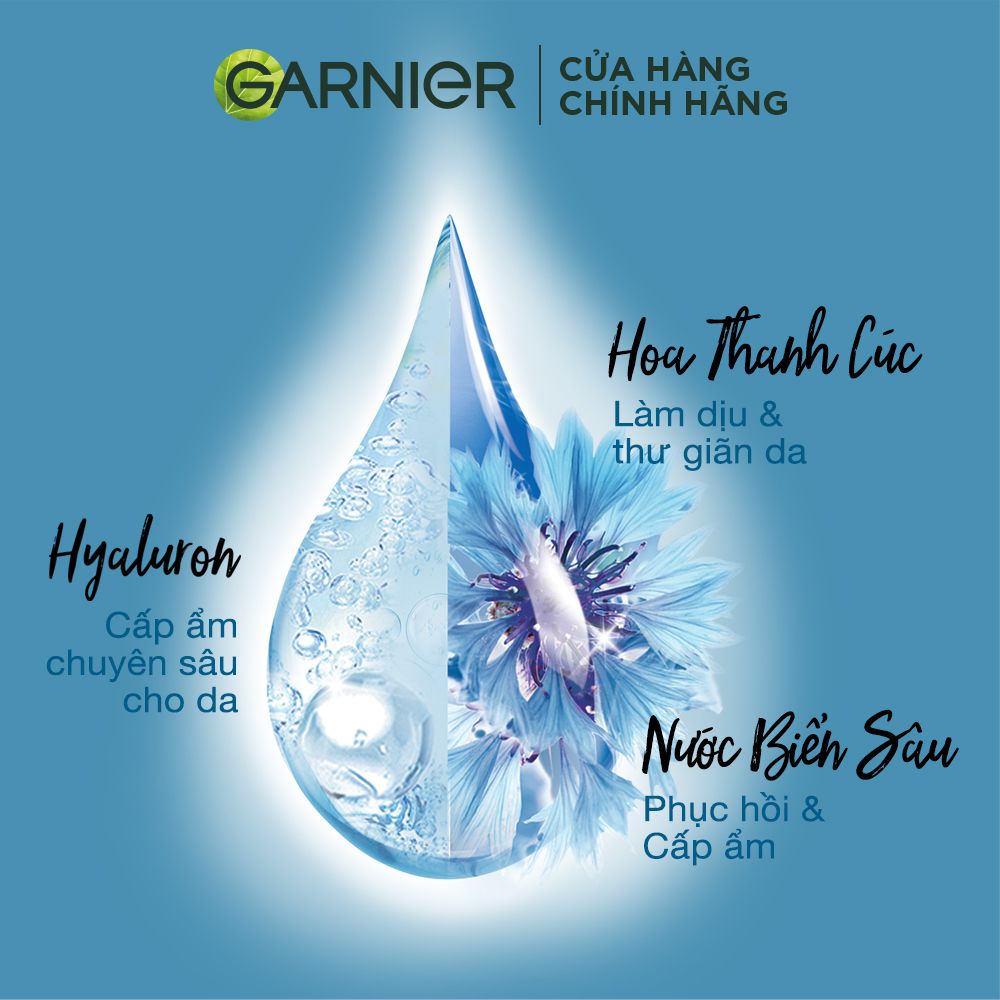 Mặt nạ tinh chất Nước biển sâu & Hyaluron cấp ẩm ban đêm Garnier Hydra Bomb Night Deep Sea Serum Mask 28g