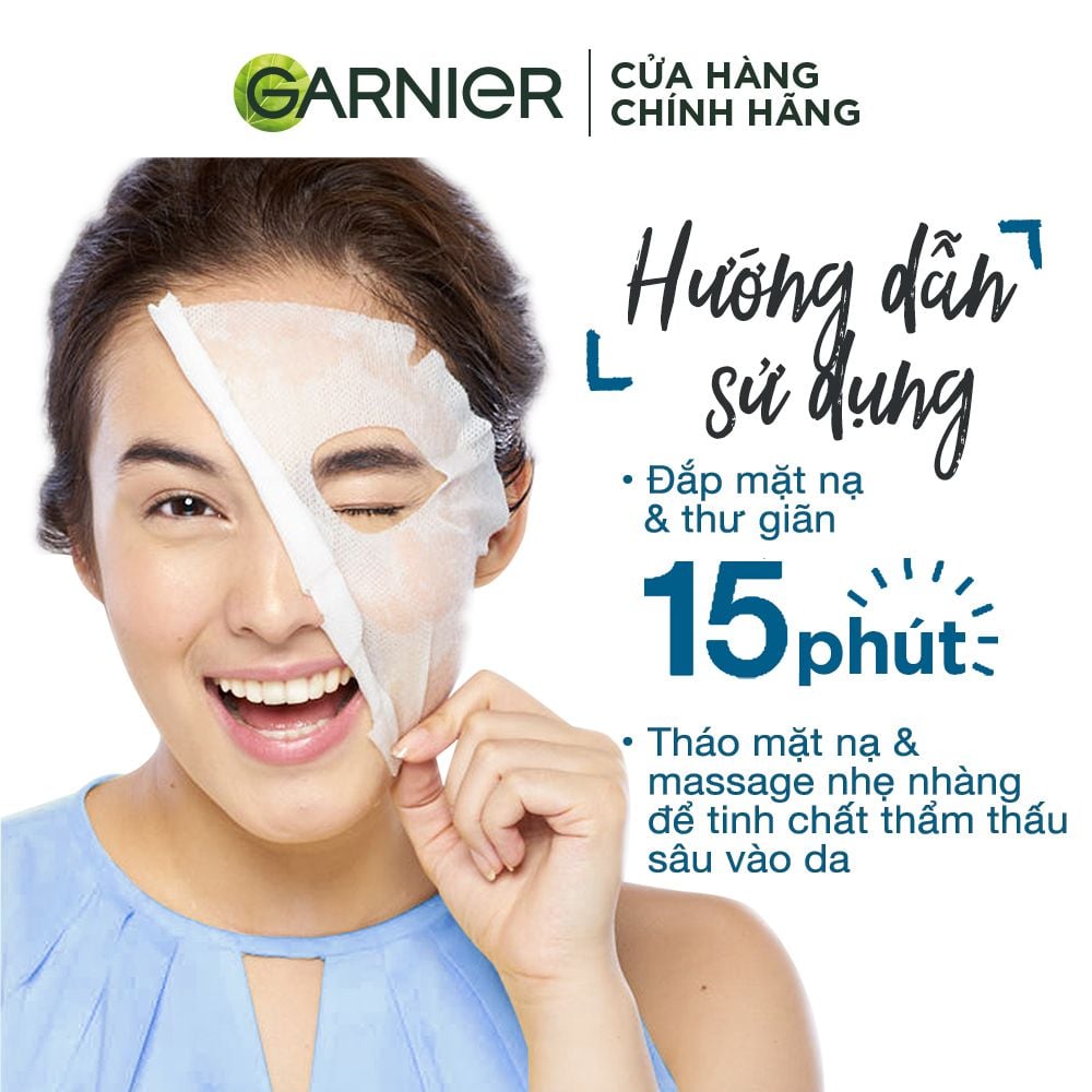 Mặt nạ tinh chất Nước biển sâu & Hyaluron cấp ẩm ban đêm Garnier Hydra Bomb Night Deep Sea Serum Mask 28g