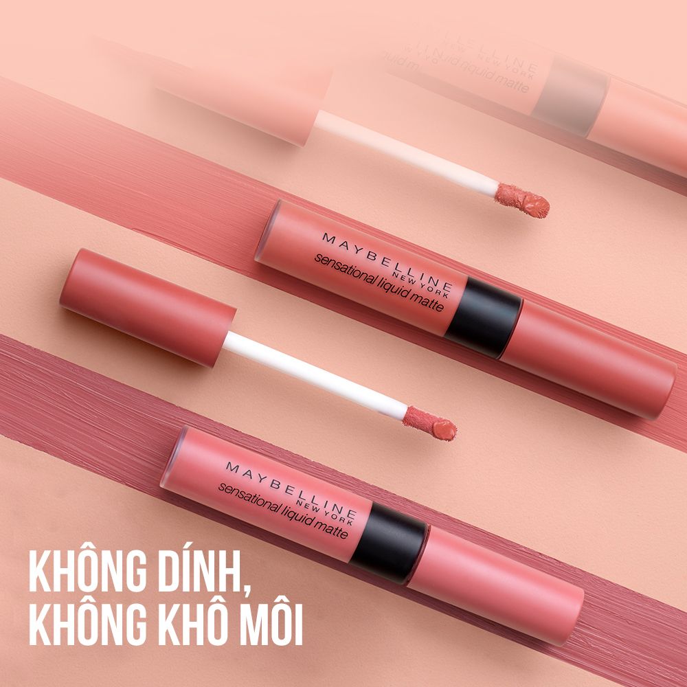 Son Kem Lì Nhẹ Môi Phiên Bản Tông Đất Maybelline New York Sensational Liquid Matte The Nudes Lipstick 7ml