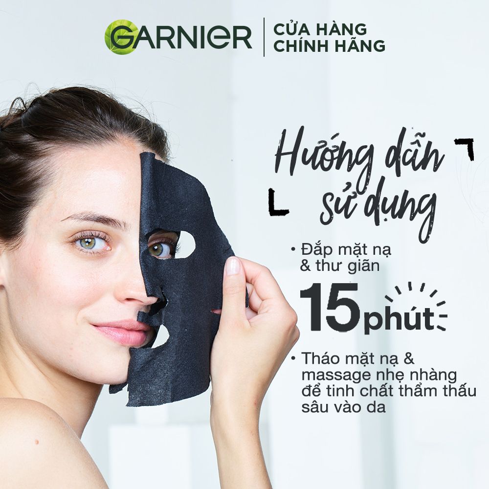 Mặt nạ tinh chất rong biển & than tre thanh lọc da Garnier Charcoal & Black Algae Serum Mask 28g