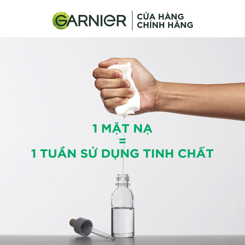 Mặt nạ tinh chất Trà xanh & Hyaluron kiềm dầu Garnier Hydra Bomb Green Tea Serum Mask 28g