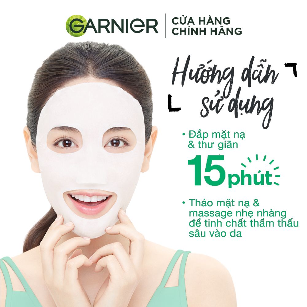 Mặt nạ tinh chất Trà xanh & Hyaluron kiềm dầu Garnier Hydra Bomb Green Tea Serum Mask 28g