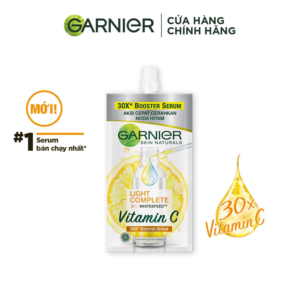 Tinh chất tăng cường sáng da mờ thâm Garnier Light Complete 30x Vitamin C Booster Serum 7.5mlX2