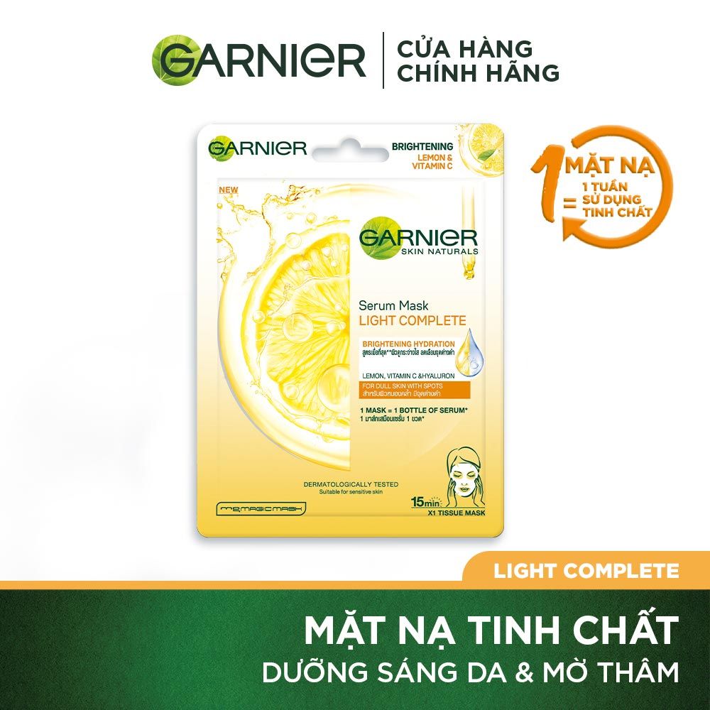 Mặt nạ tinh chất Quả Yuzu & Vitamin C sáng da tức thì Garnier Light Complete Serum Mask 28g