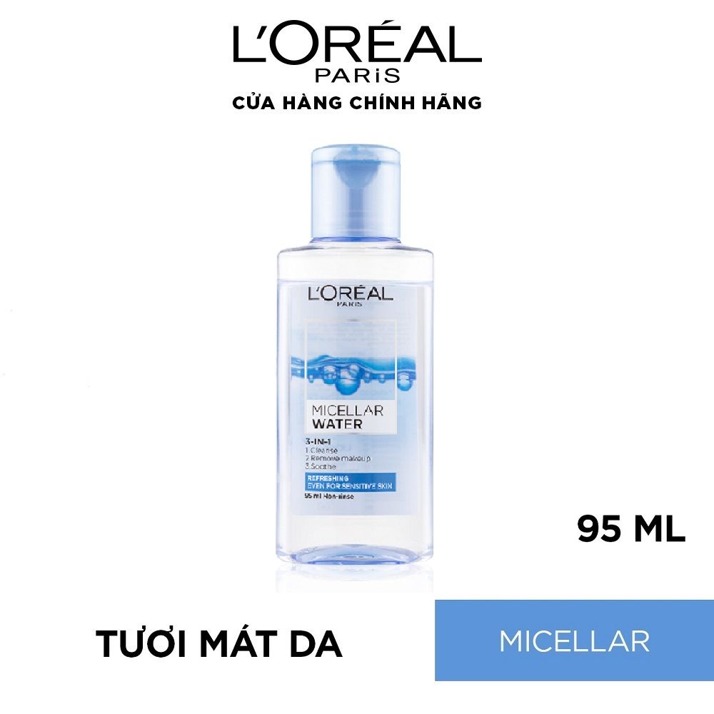 Nước Tẩy Trang Tươi Mát L'Oreal Paris 3-in-1 Micellar Water (95ml) tươi mát da