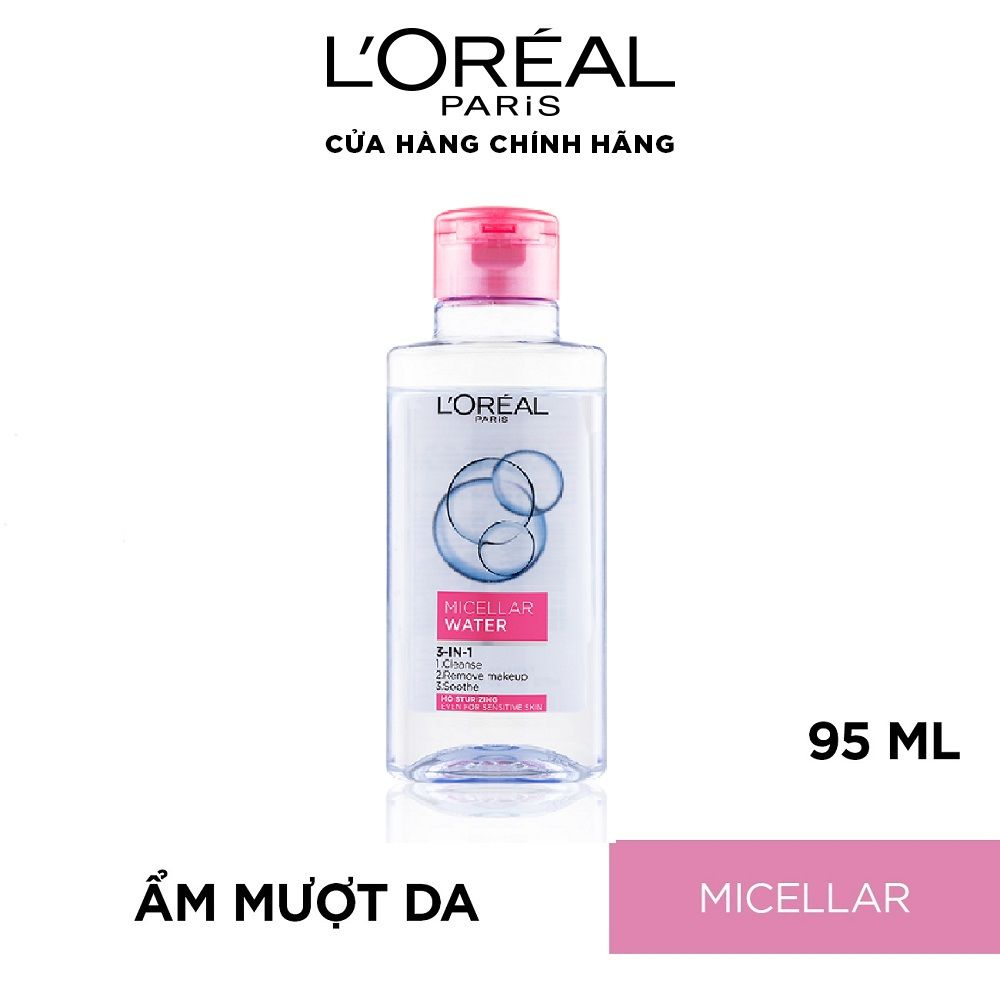 Nước Tẩy Trang Tươi Mát L'Oreal Paris 3-in-1 Micellar Water dưỡng ẩm da 95ml