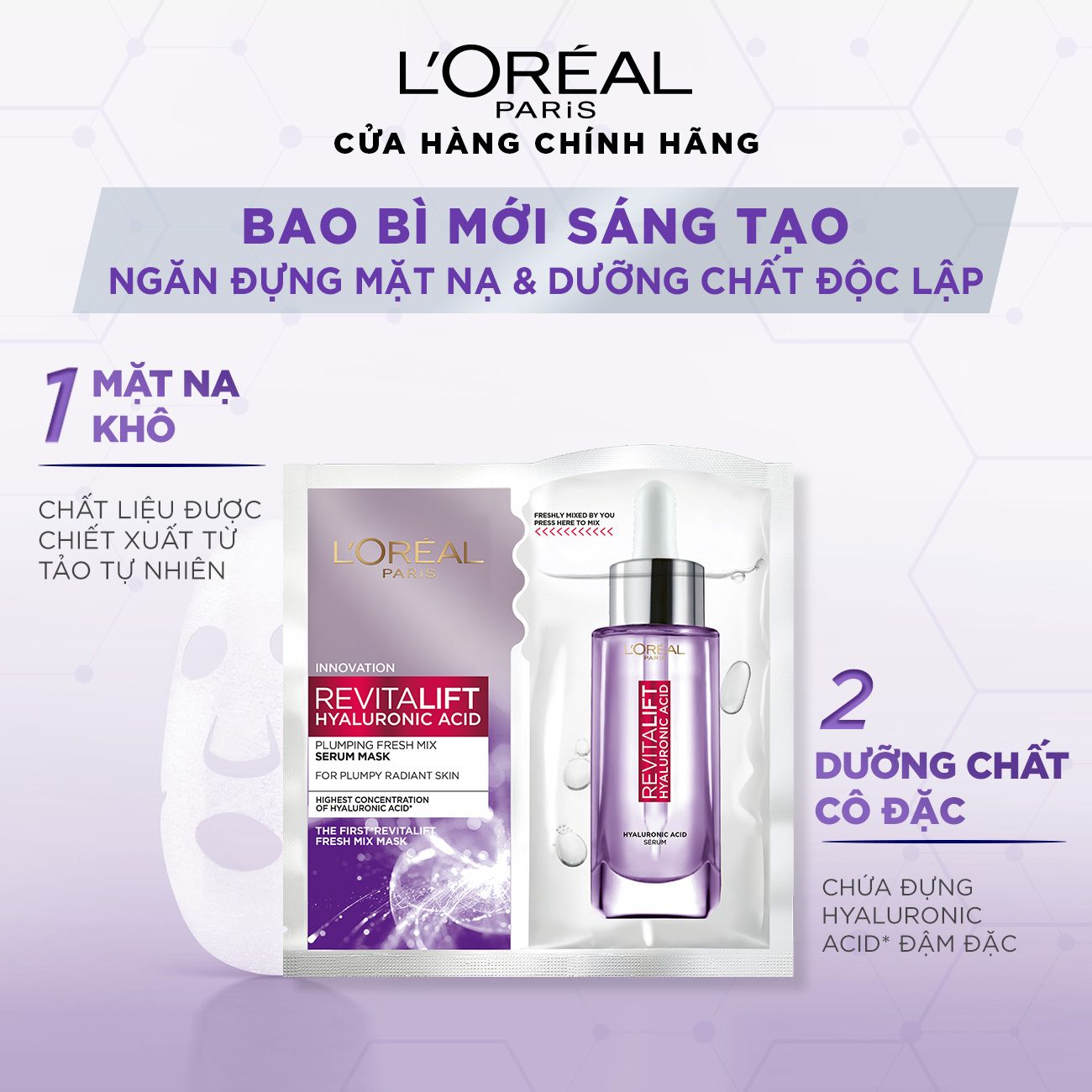 Mặt nạ kết hợp serum căng mịn L'Oreal Paris Revitalift Fresh Mix Plumping Serum