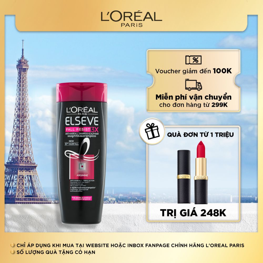 Dầu gội ngăn gãy rụng tóc L'Oreal Paris Elseve Fall Resist 3X Shampoo 170ml