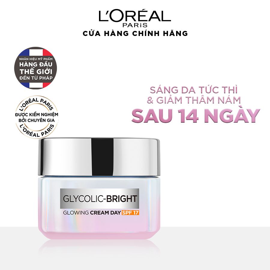 Kem Dưỡng Sáng Da Ban Ngày L'Oreal Paris Glycolic - Bright Glowing Cream Day - SPF 17 50ml
