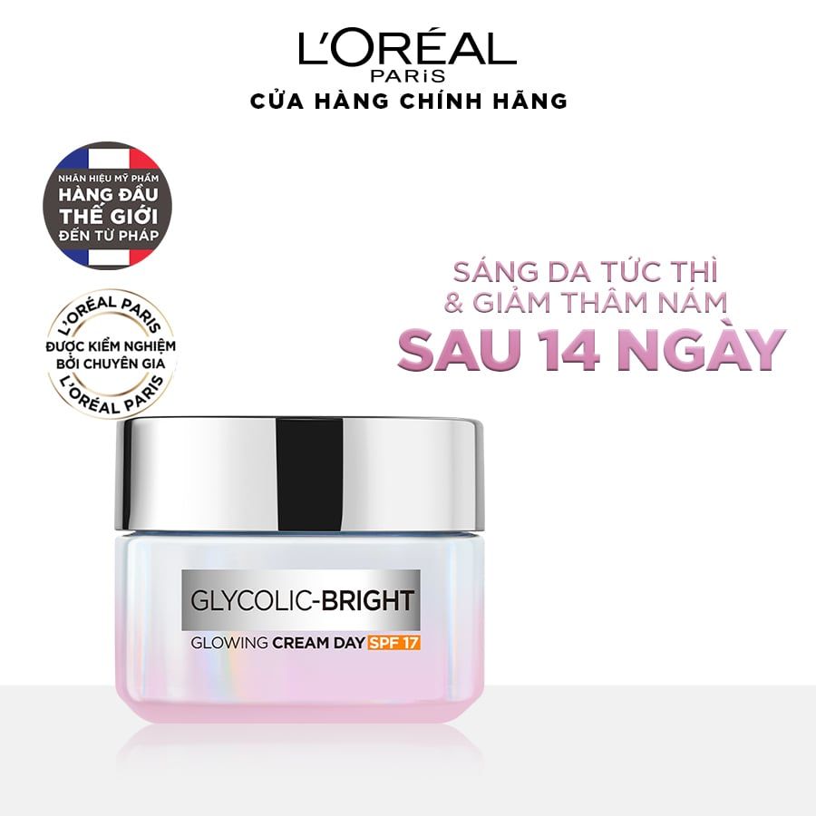 Kem Dưỡng Sáng Da Ban Ngày L'Oreal Paris Glycolic - Bright Glowing Cream Day - SPF 17 50ml