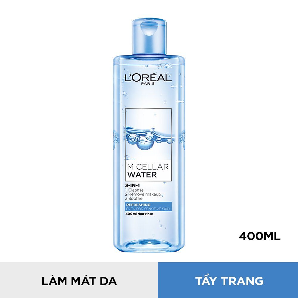 Nước tẩy trang đa năng làm sạch sâu 3-in-1 L'Oréal Paris Micellar Water 400ml - Làm mát da