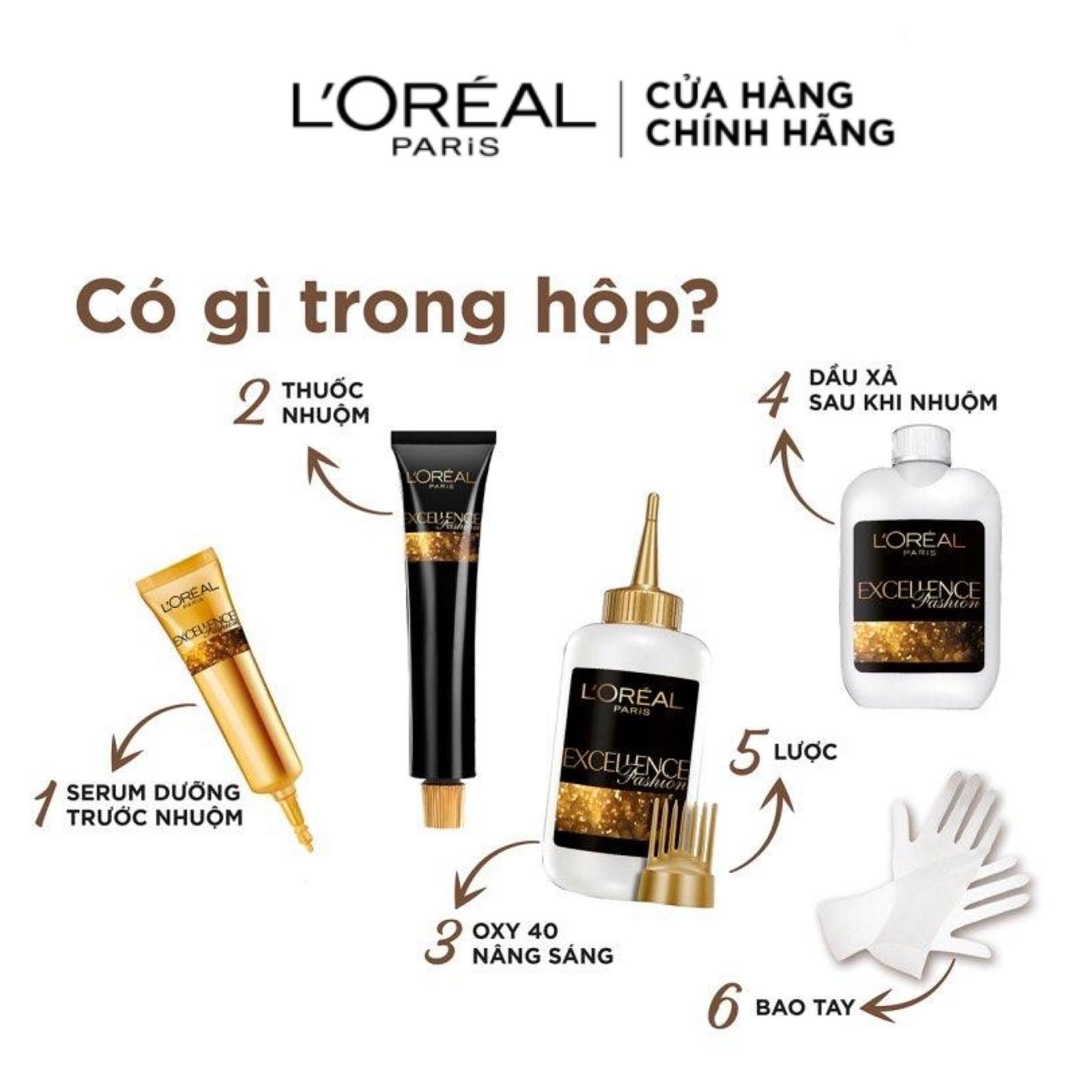 Kem nhuộm dưỡng tóc thời trang L'Oreal Paris Excellence Fashion 172ml Nâu Ánh Tro