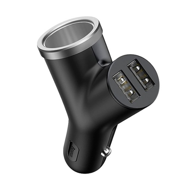 Tẩu sạc chữ Y dùng cho xe hơi Baseus Y-Type Dual USB (40W, 3.4A Fast Charge, Intelligent Car charger)