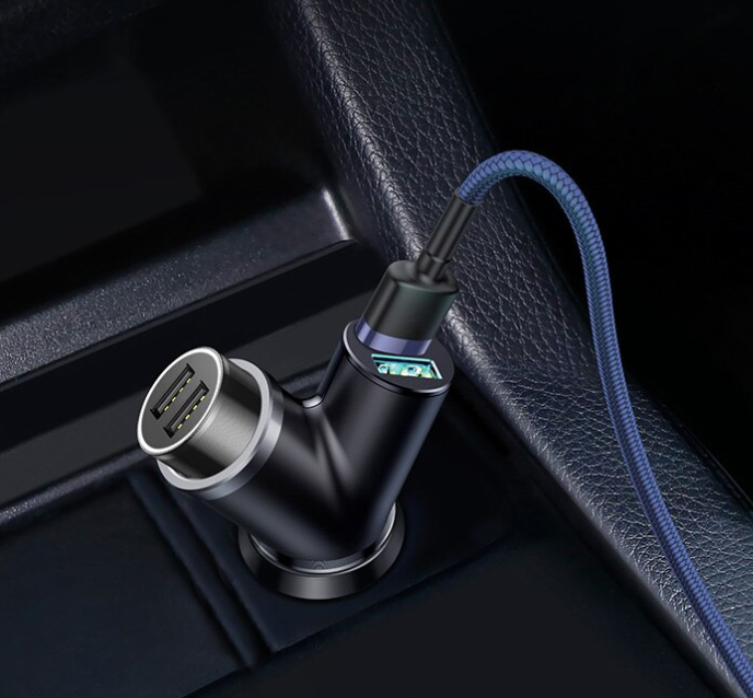 Tẩu sạc chữ Y dùng cho xe hơi Baseus Y-Type Dual USB (40W, 3.4A Fast Charge, Intelligent Car charger)