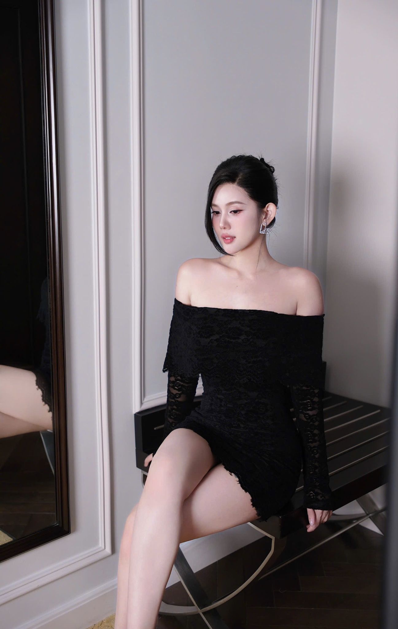 Đầm Ren Bẹt Vai TD