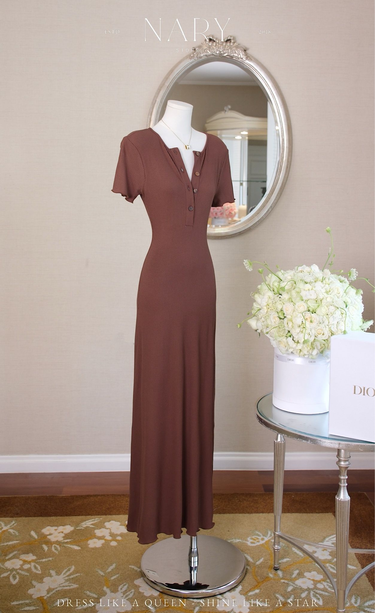 Đầm Thun Viền Bèo Tay Con