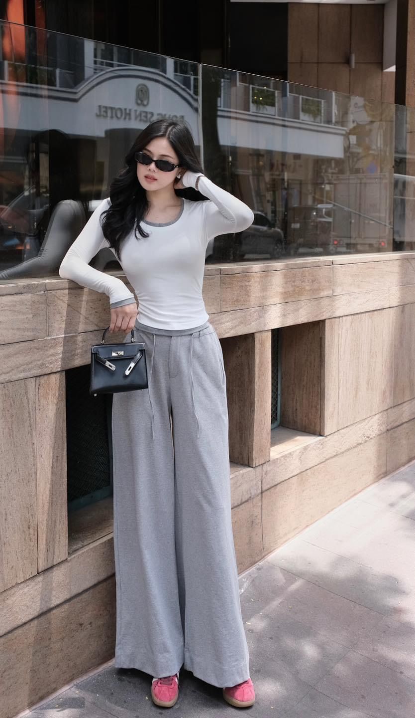 Quần Thun Ống Rộng Dây Rút