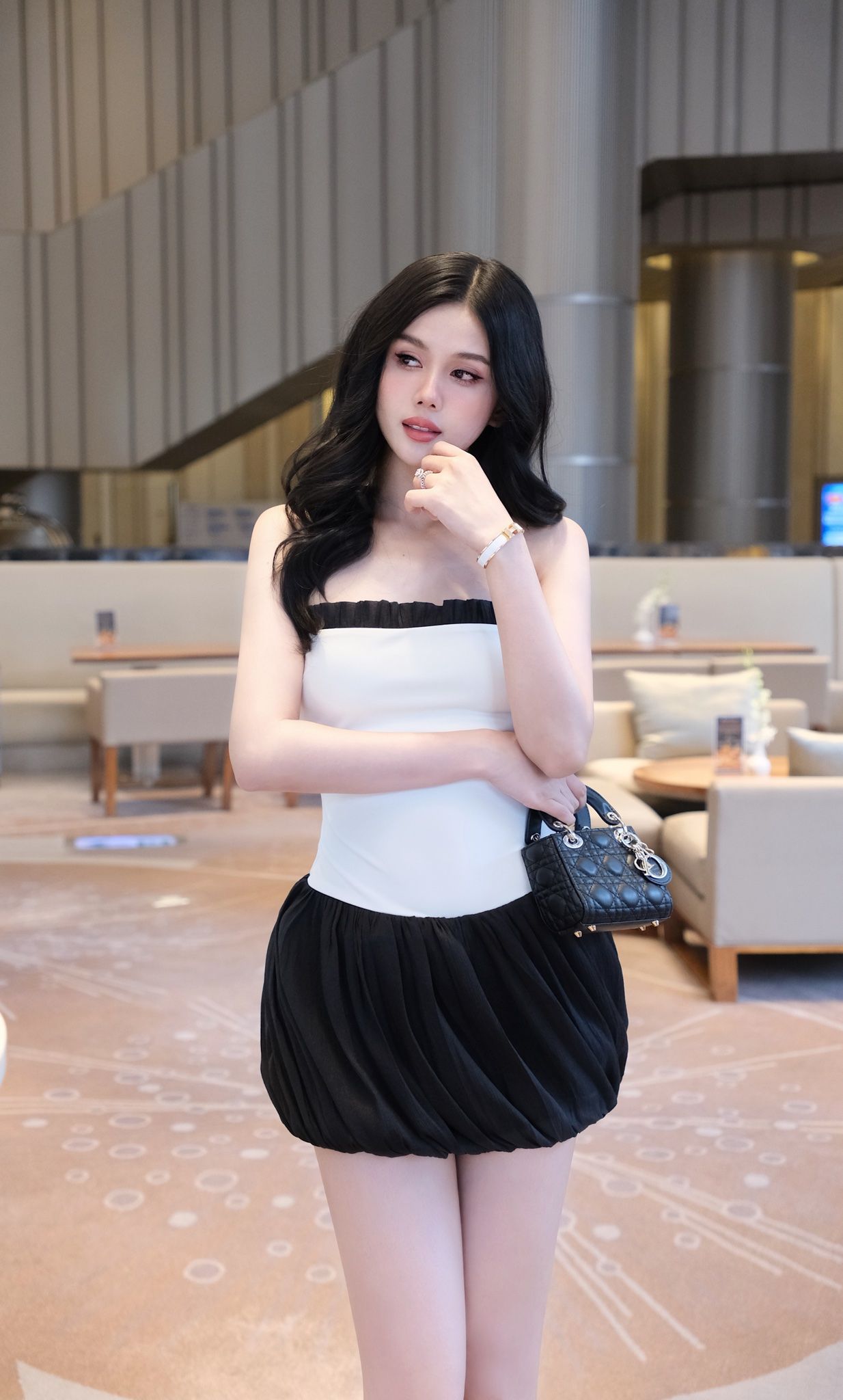 Đầm Ống Thun Phối Voan