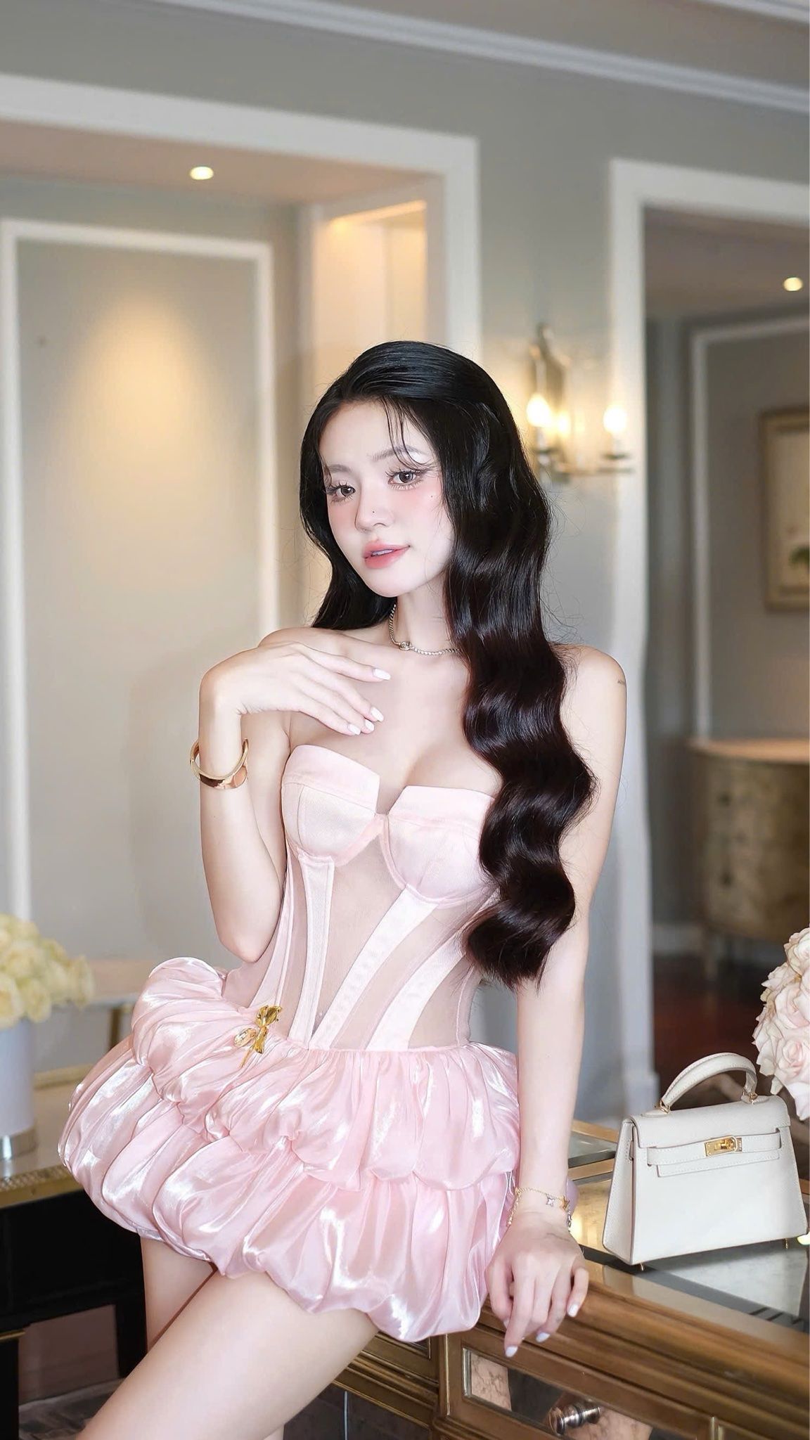 Đầm Lưới Tầng Phối Voan