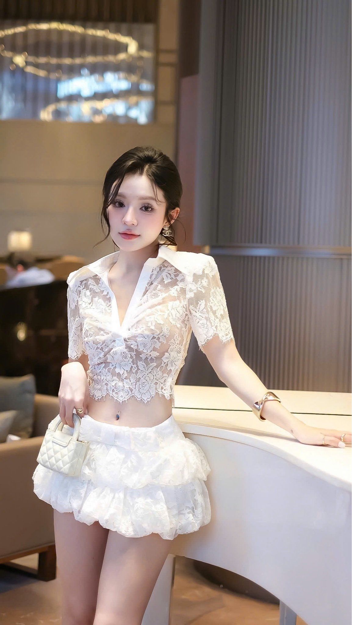 Set Ren Cổ V Cv Nơ