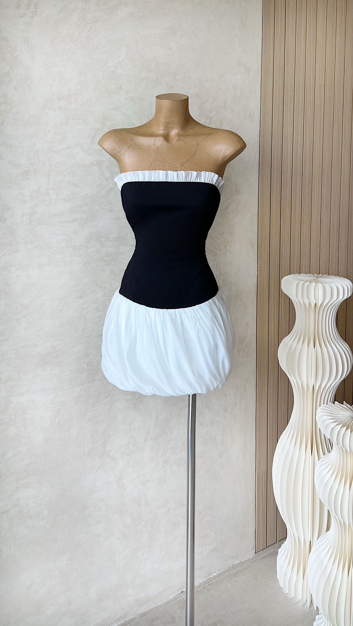 Đầm Ống Thun Phối Voan