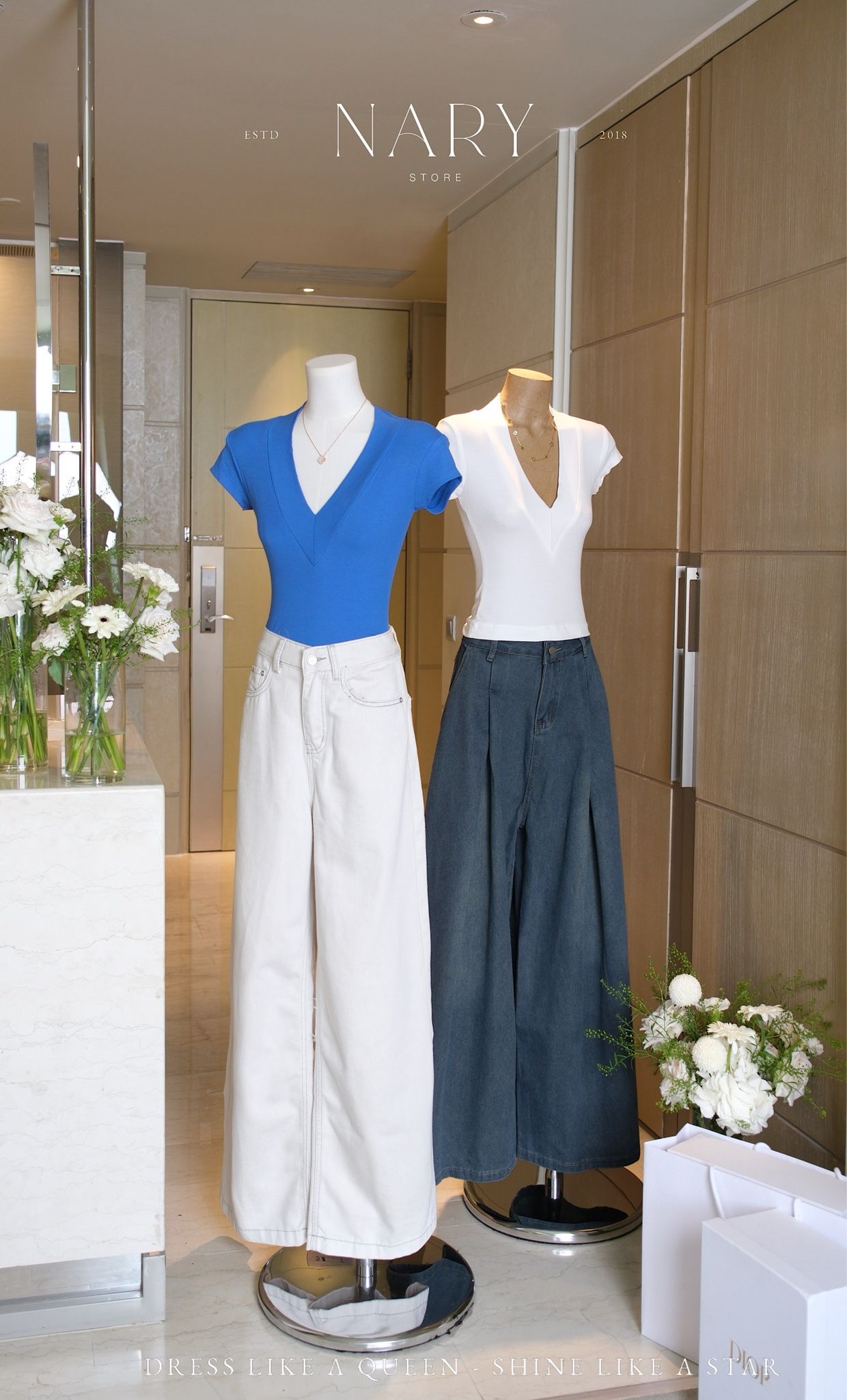 Áo Thun Cổ V Tay Con