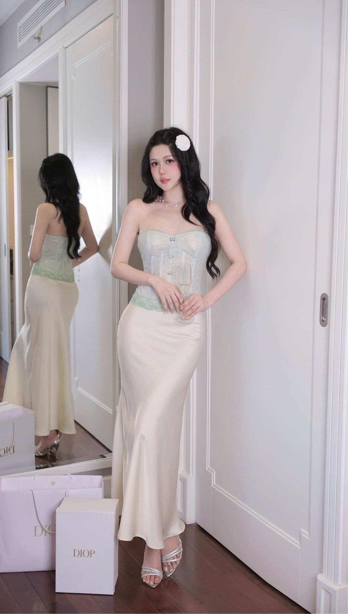 Set Yếm Ren Phối Cv Lụa