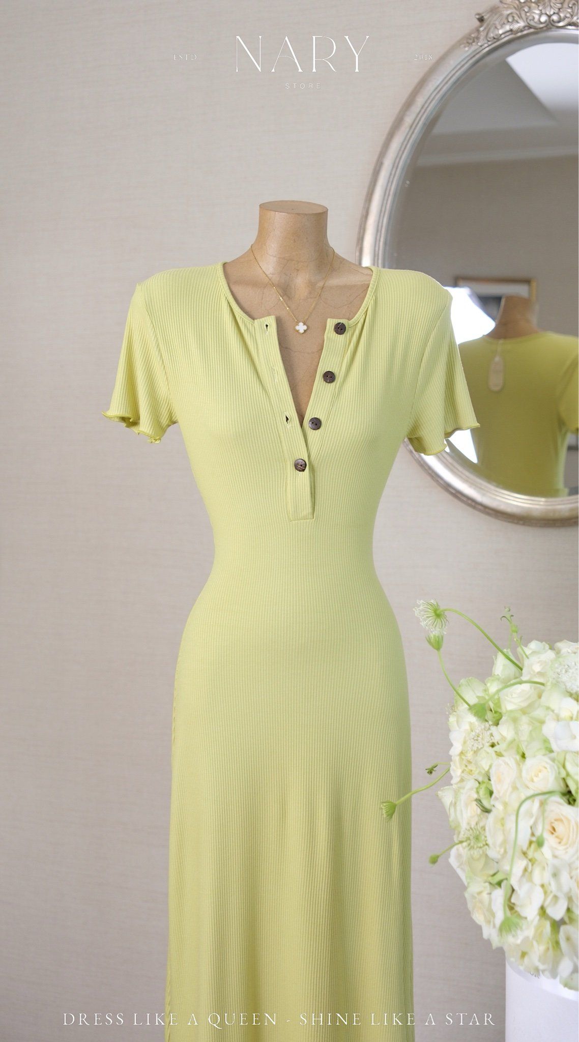 Đầm Thun Viền Bèo Tay Con
