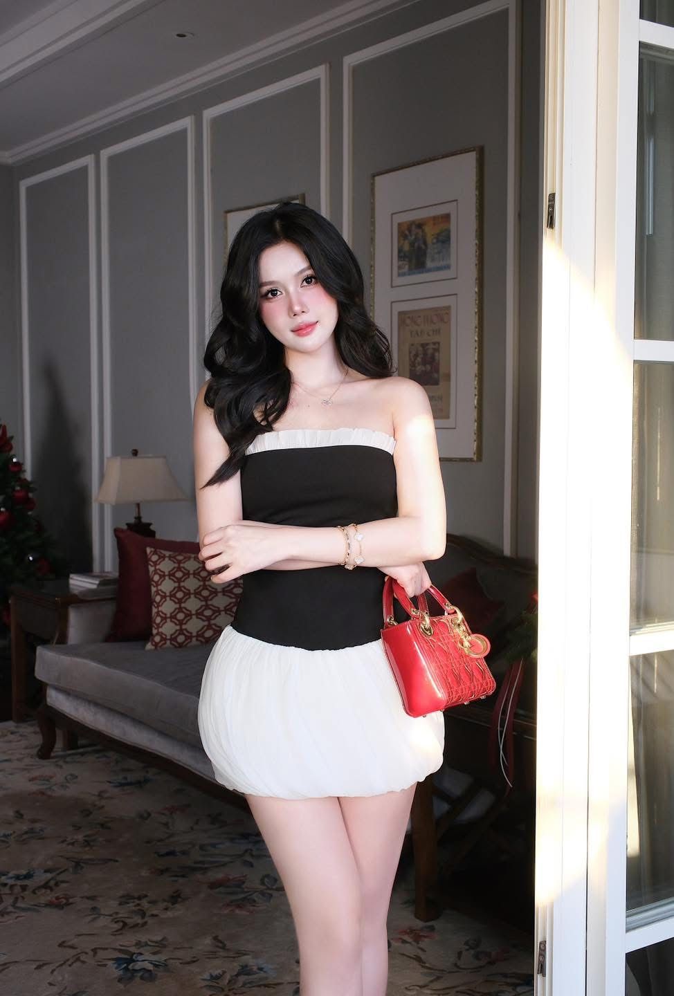 Đầm Ống Thun Phối Voan