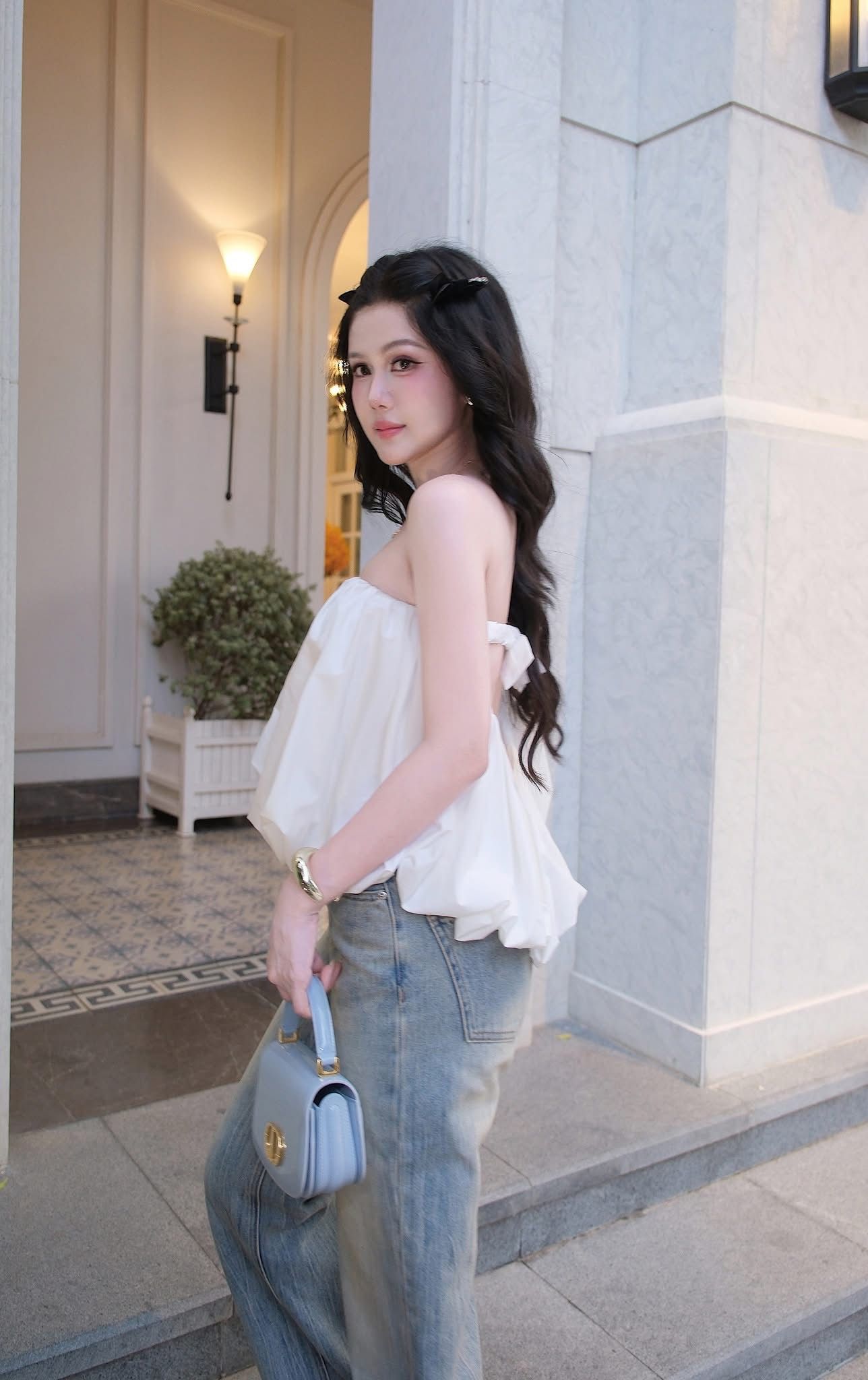 Áo Ống Hở Lưng Đính Nơ Sau