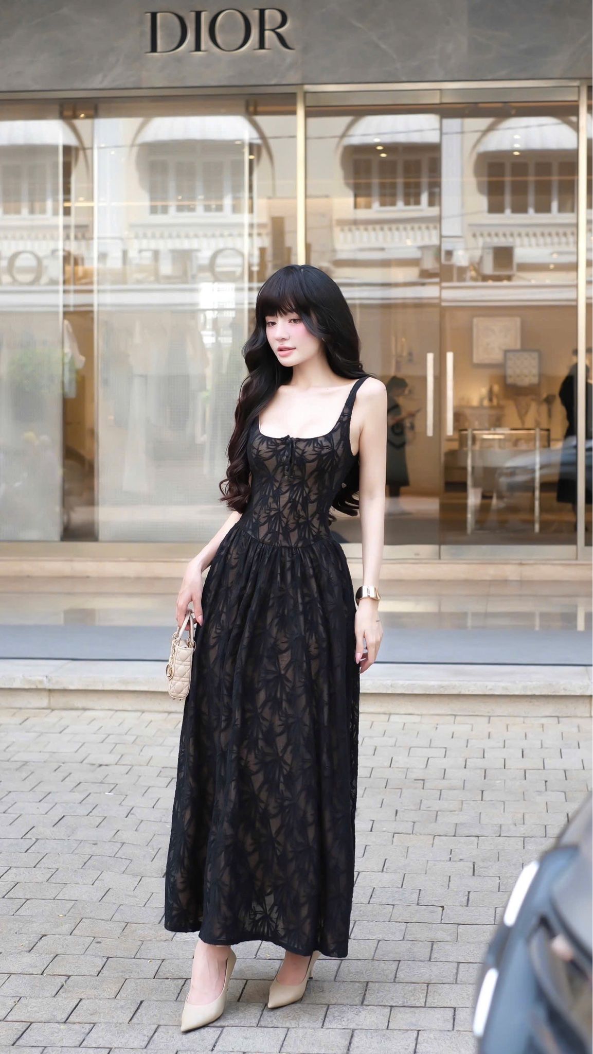 Đầm Thun Ren 3 Nút