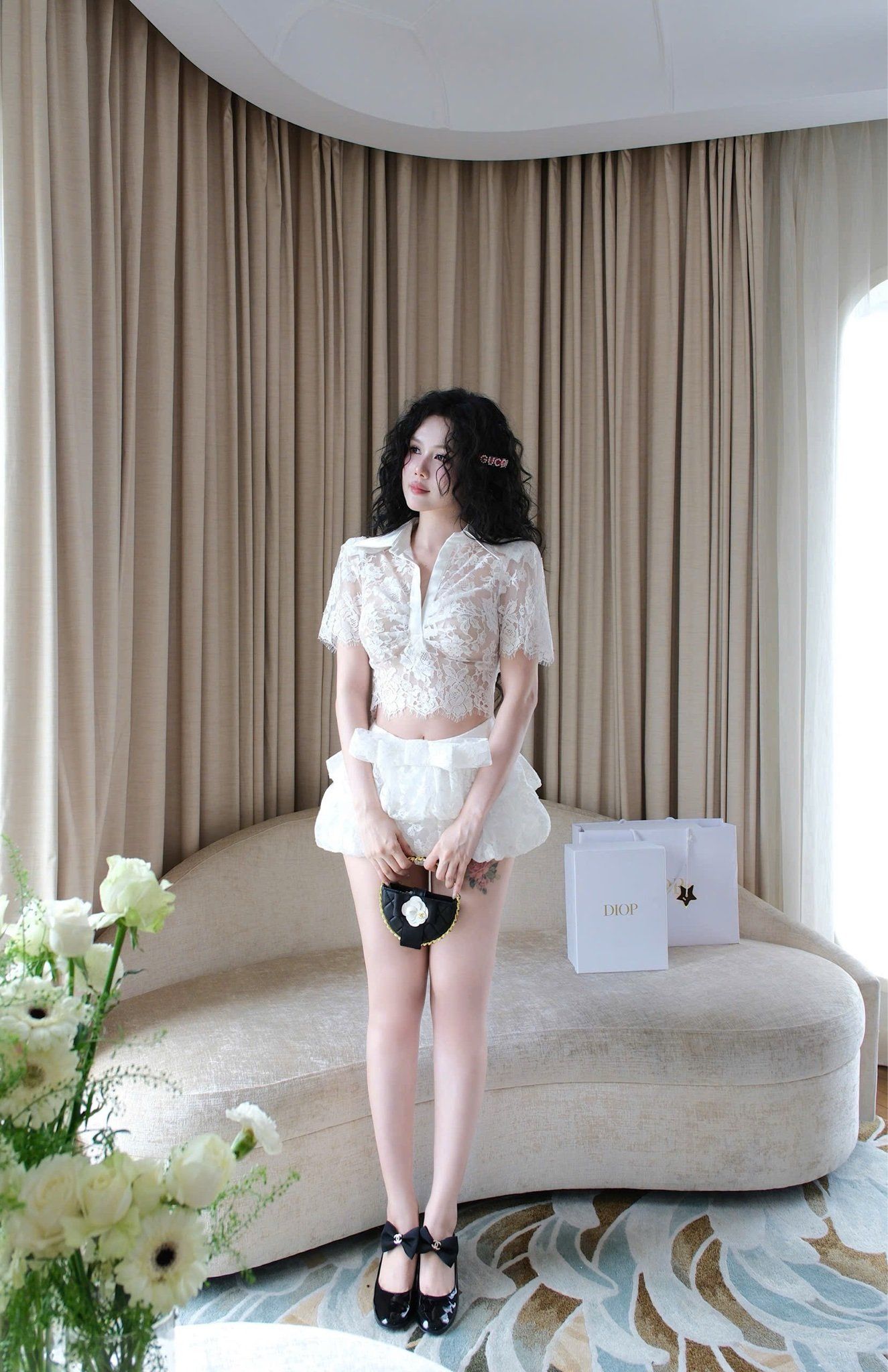 Set Ren Cổ V Cv Nơ