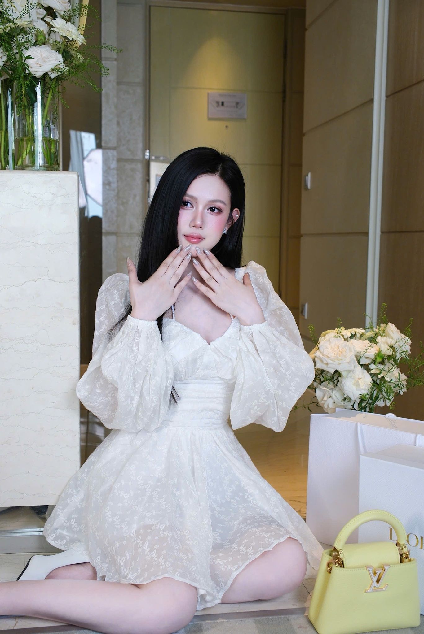 Đầm Xòe Thêu Hoa TD Cột Yếm