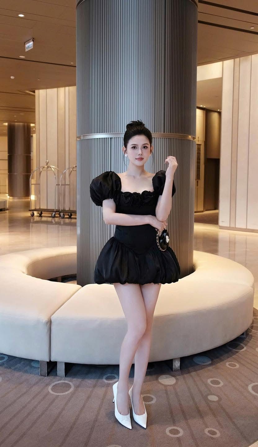 Đầm Voan Bí Đính Viền Bông