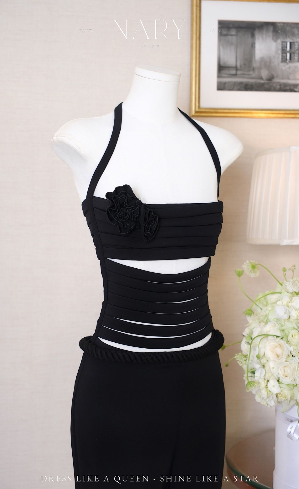 Set Áo Dây Đính Hoa Quần Loe
