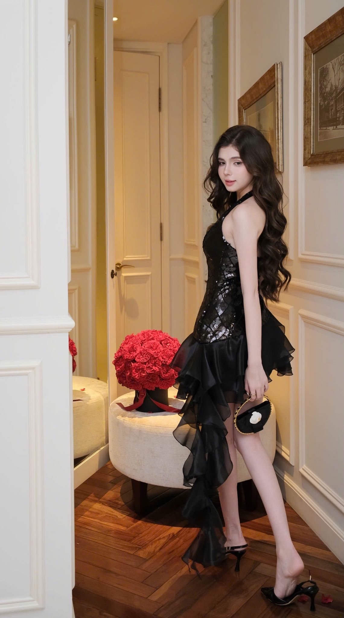 Đầm Kim Sa Phối Voan Kèm Charm