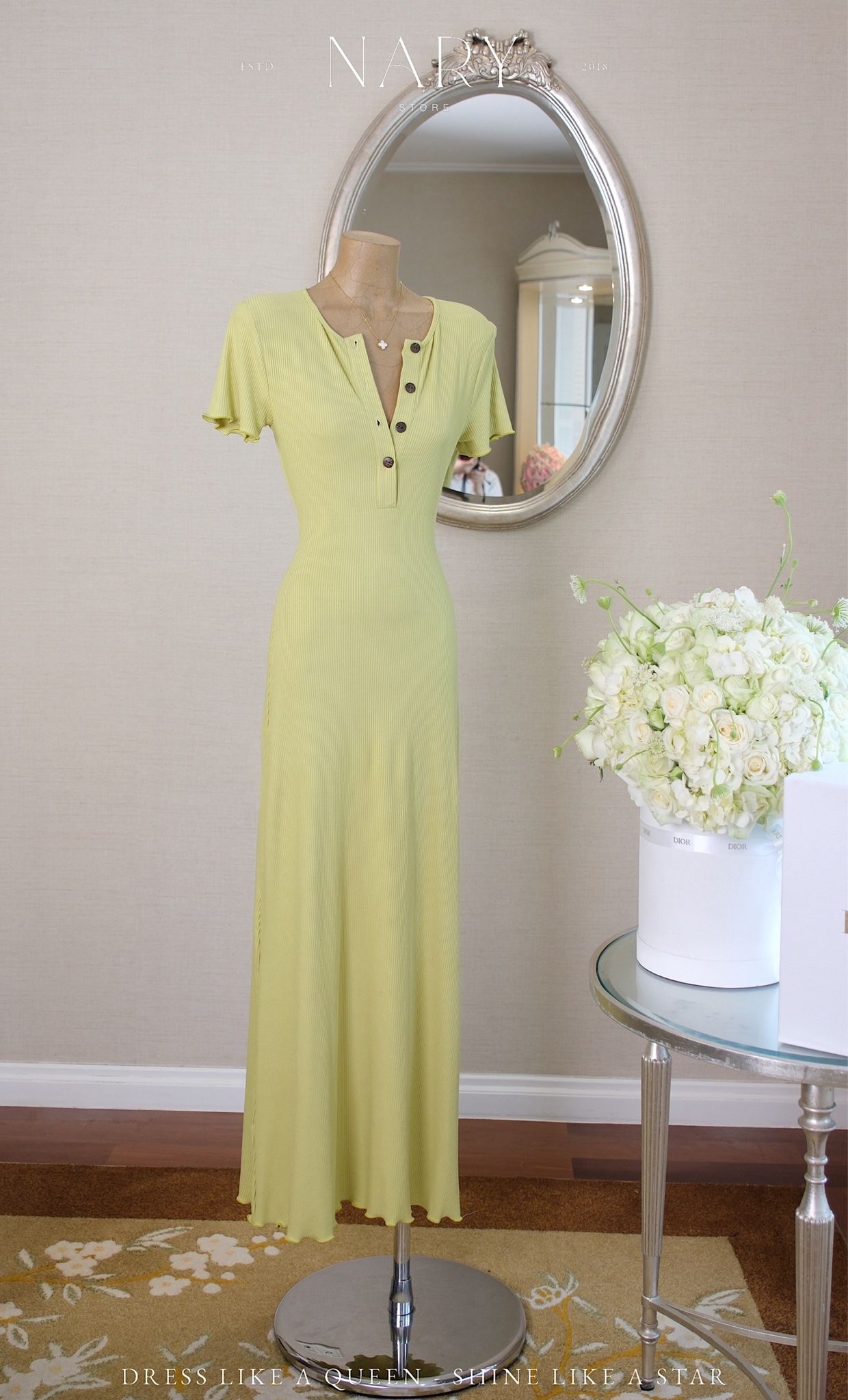 Đầm Thun Viền Bèo Tay Con