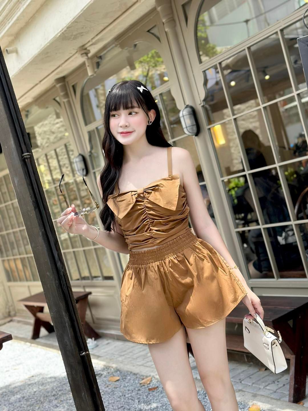 Set Áo Nhúng Nơ + Quần Short