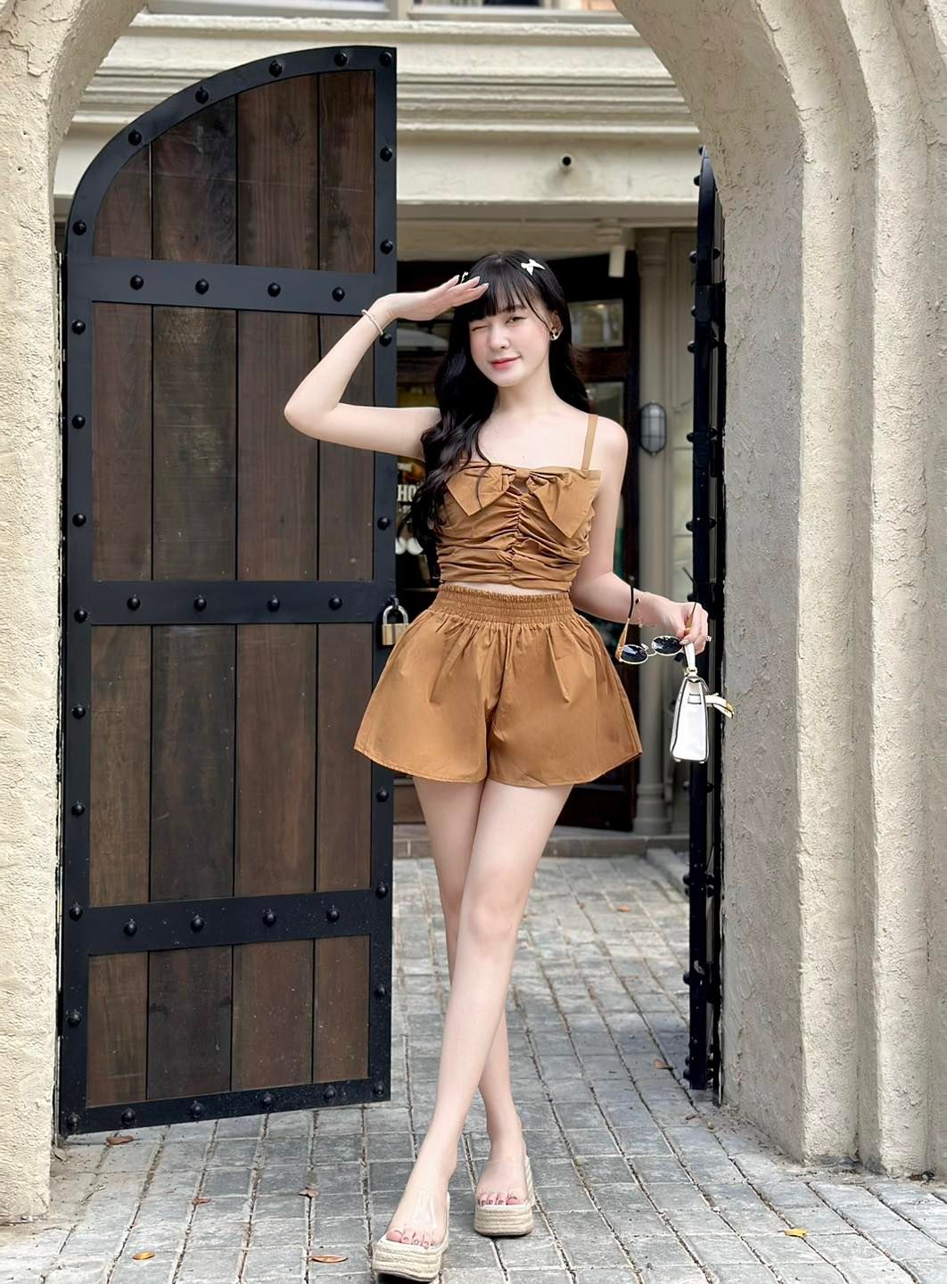 Set Áo Nhúng Nơ + Quần Short