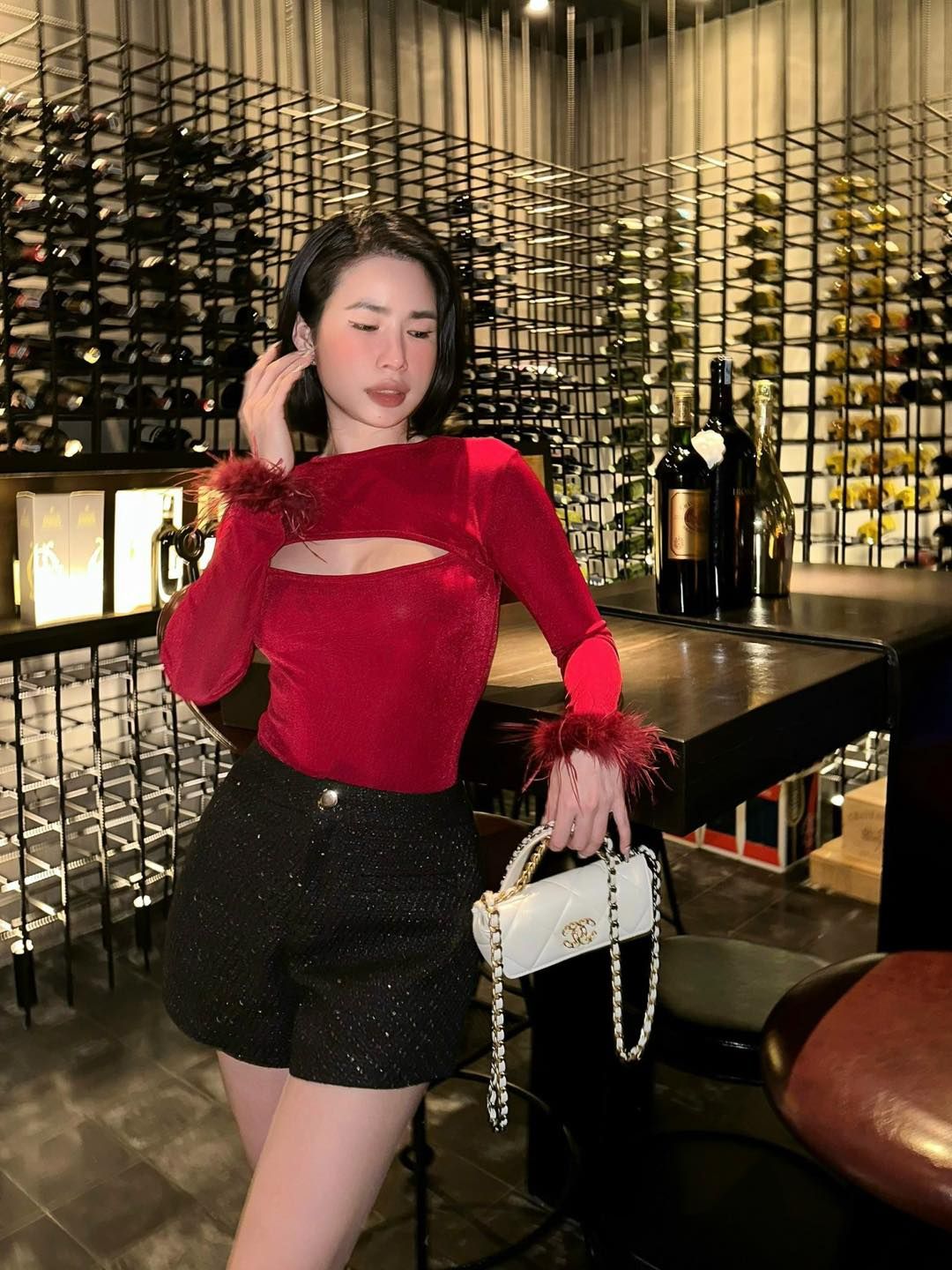 Áo Bodysuit Hở Ngực TD Lông