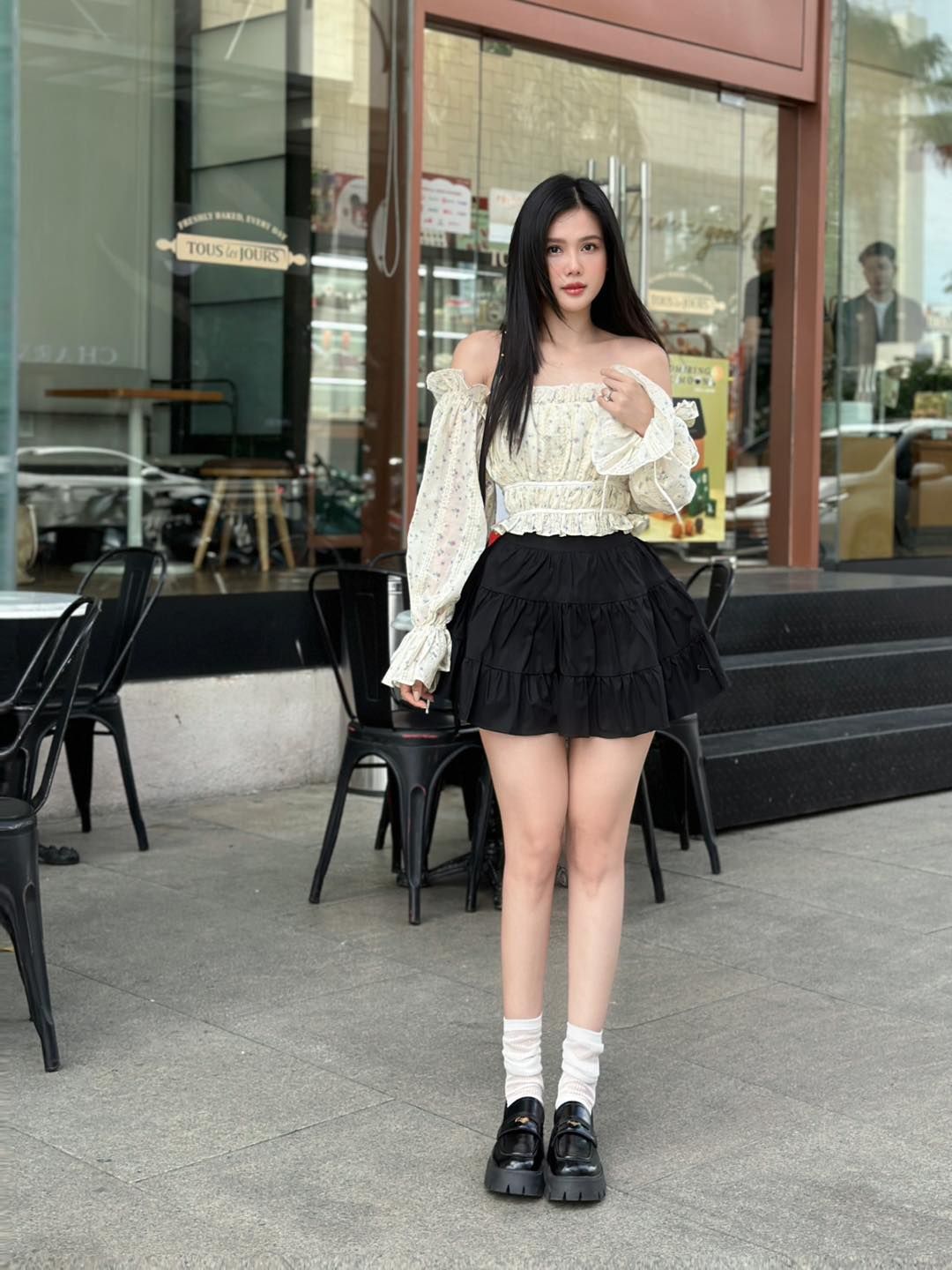 Áo Nền Hoa Bèo Tay Dài