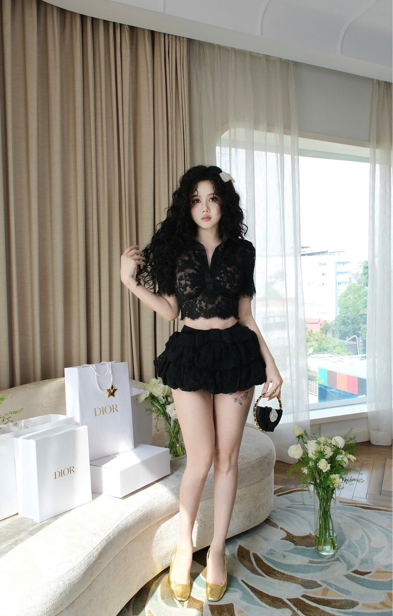 Set Ren Cổ V Cv Nơ