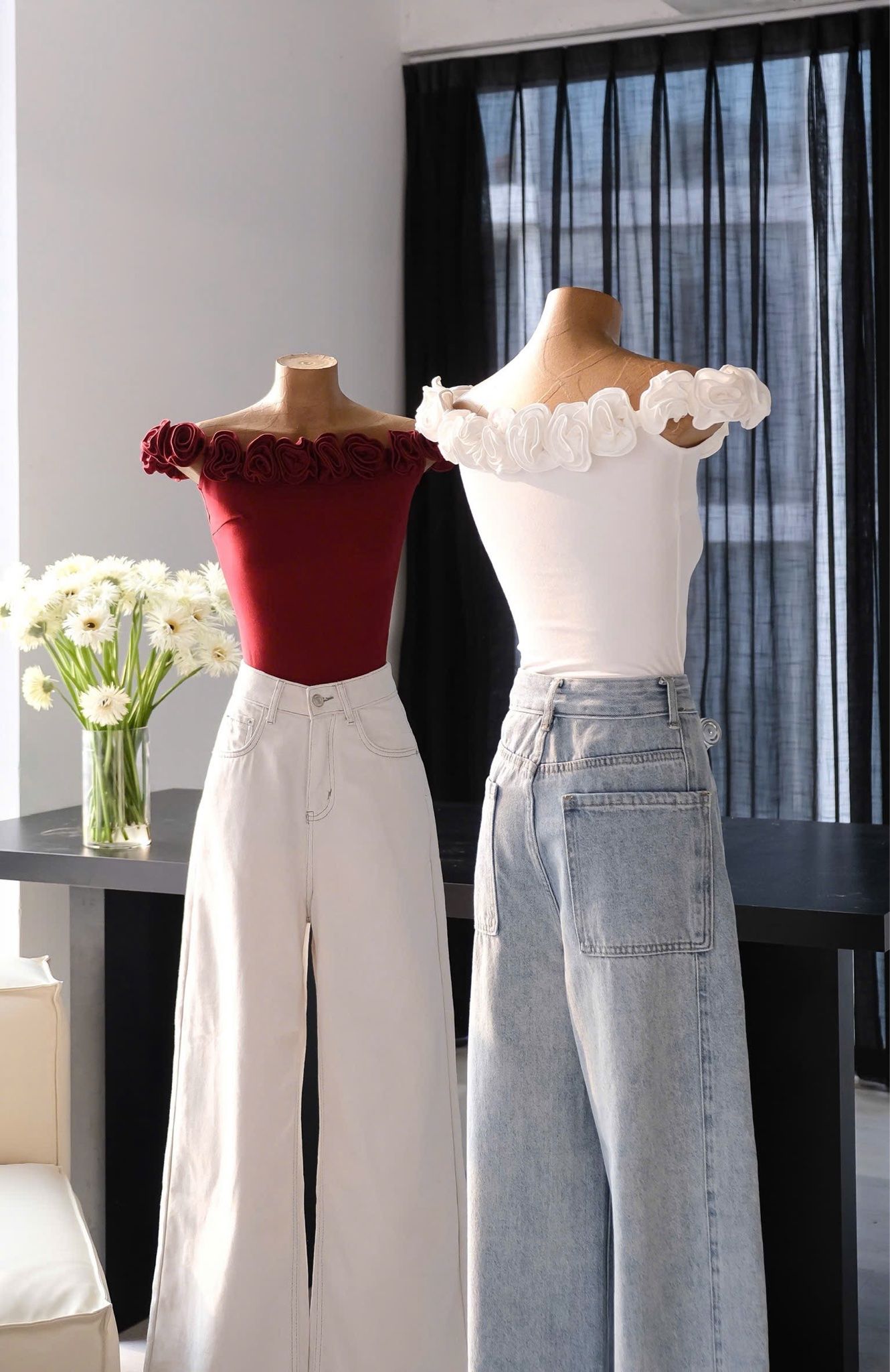 Quần Jean Ống Rộng Kèm Nịt